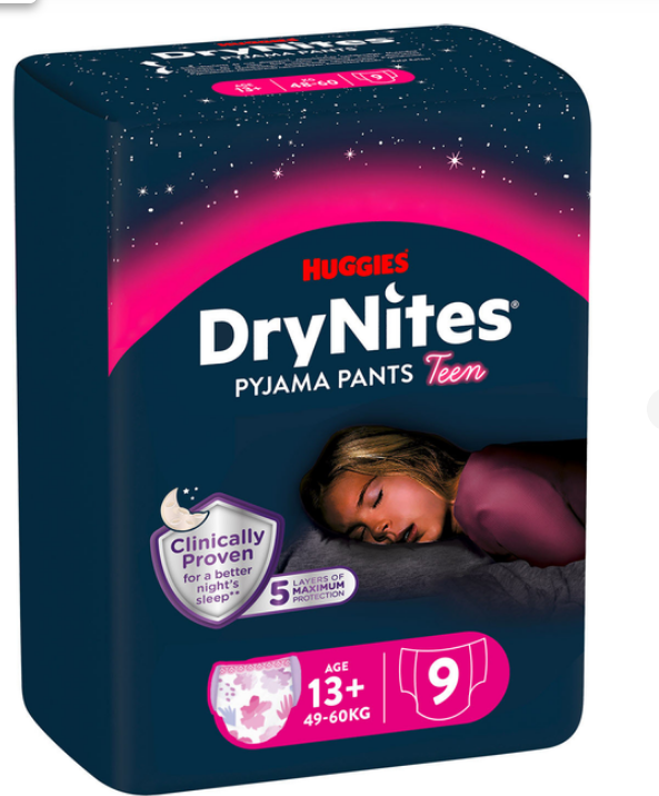 Huggies DryNites трусики дитячі (13+) 9шт GIRL